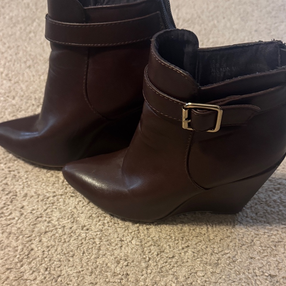 JustFab Dark Brown Wedge Ankle Boots